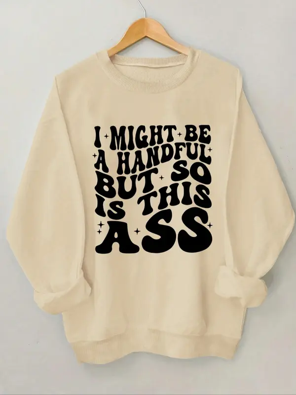 Women's Letter Print Thermal Lined Sweatshirt, Casual Long Sleeve Round Neck Pullover for Daily Wear, Ladies Clothes for All Seasons 0
