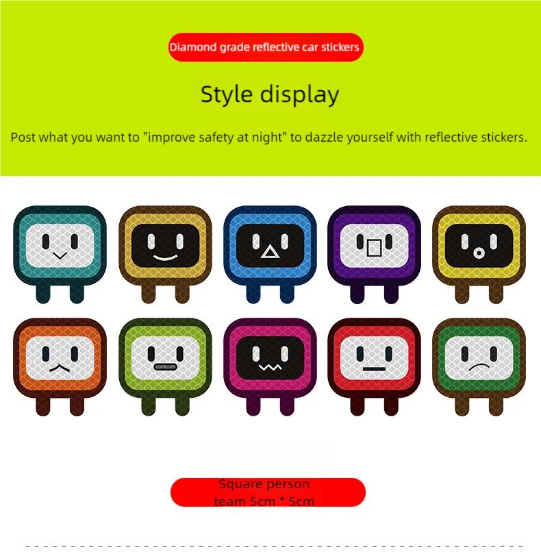 Product Introduction of car sticker square person reflective sticker motorcycle personalized creative helmet covering scratches waterproof 4