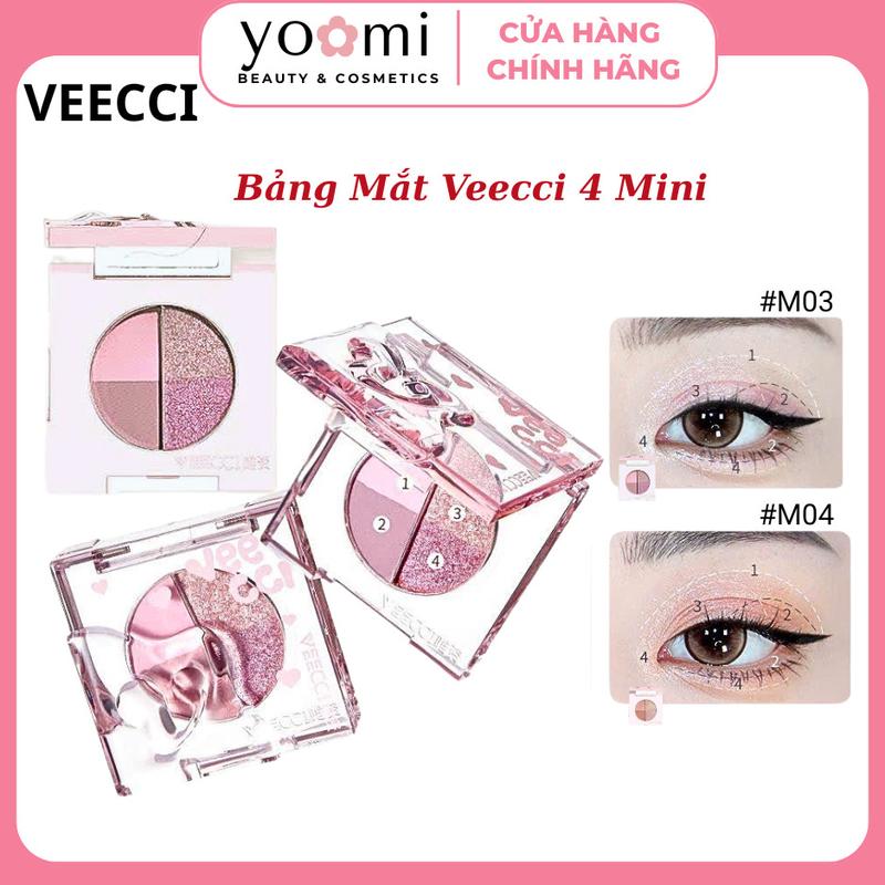 VEECCI Bảng Mắt Veecci 4 Màu Hằng Ngày Tự Nhiên Mờ Lấp Lánh Thiên Nhiên MINI Phấn Mắt 2.2g -Yoomi cosmetics