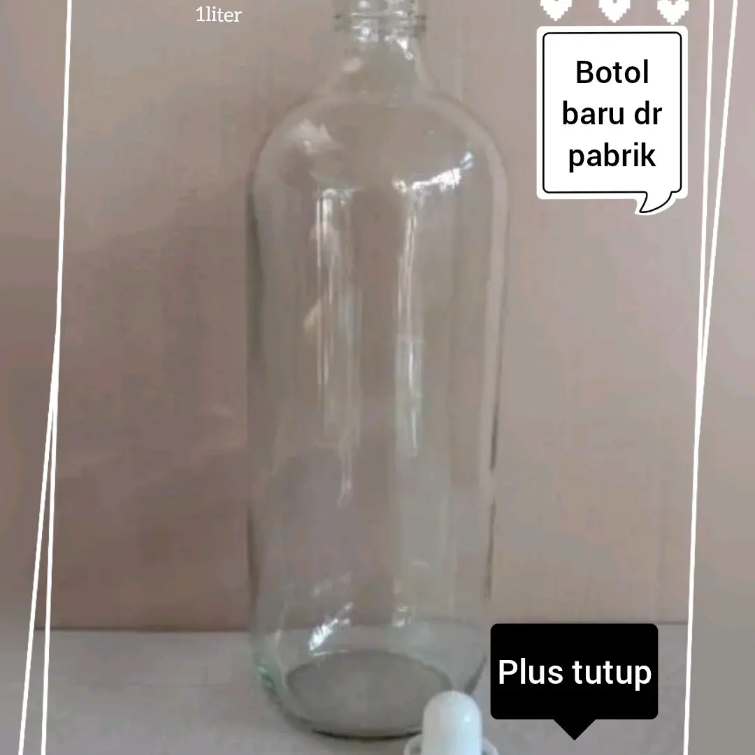 BOTOL BENSIN ECERAN 1L BARU Kaca+tutup/botol madu/botol asi Kaca