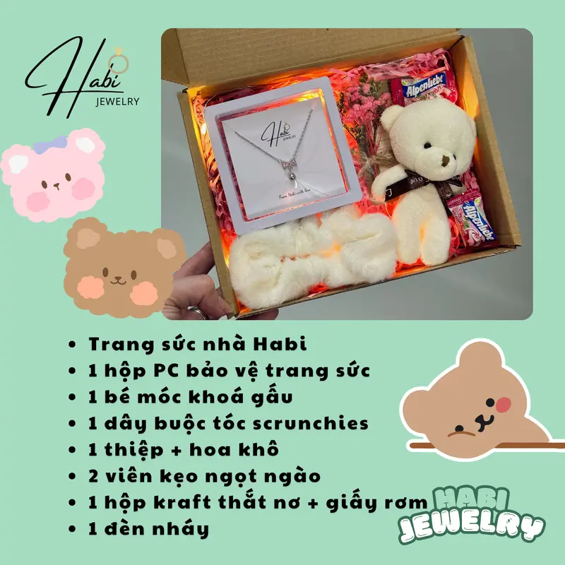 [Tặng Hộp Túi] Dây chuyền nơ hồng - Vòng cổ nữ - Trang sức nữ - Set quà tặng trang sức sinh nhật, 1/6, 20/10, 14/2, 8/3 - Habi 7