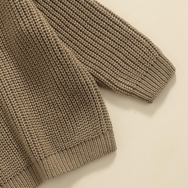 Product Introduction of Baby Solid Color O-neck Sweater, Loose Fit Long Sleeve Knitted Pullover for Autumn, Winter 35
