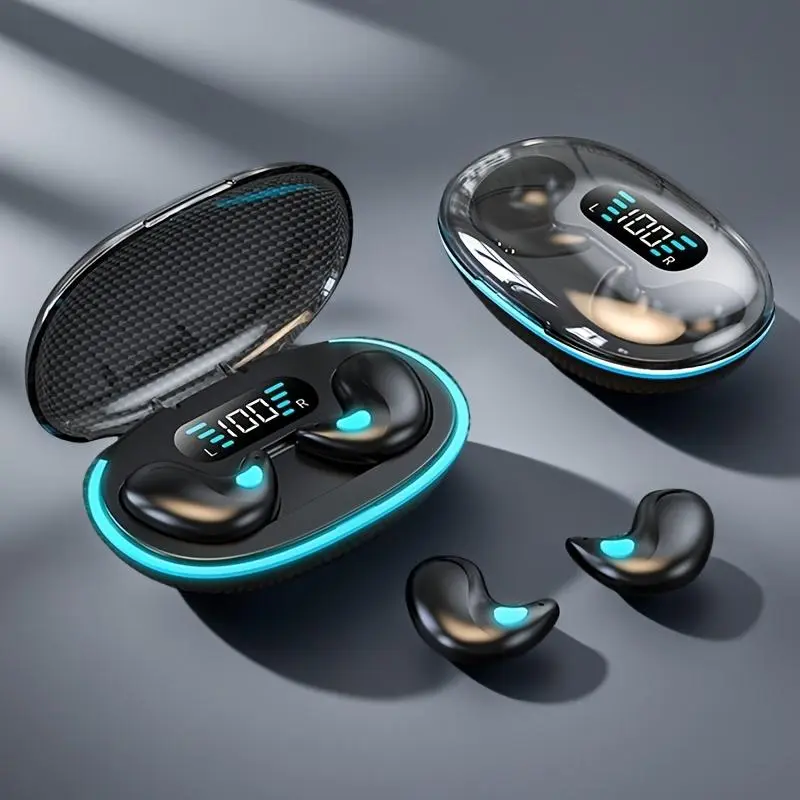 Tai Nghe Nhét Tai Nghe Giấc Ngủ LAN XUN X55 Âm Thanh Nổi Hi Fi,Chống Thấm Nước,Tích Hợp Micro, Giảm Tiếng Ồn, Điều Khiển Cảm Ứng, Tương Thích Với iPhone Và Android, Thiết Kế Silicon Thoải Mái Pin Lớn 24 Giờ Chính Hãng Bluetooth