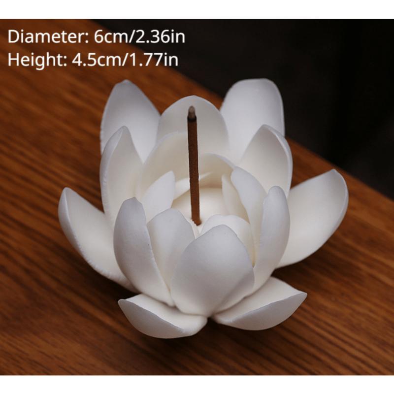 1pc Ceramic White Lotus Incense Burner, Flower Stick Holder for Yoga Studio Living Room Home Decor Freshener Scent 1