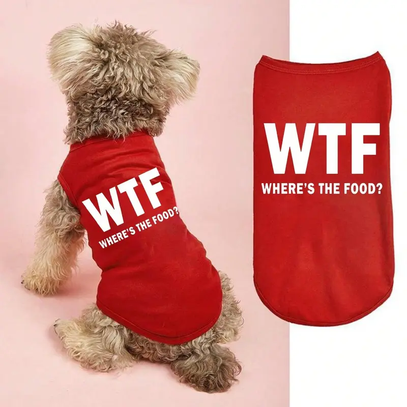 Letter Print Dog Vest, 1 Count Casual Soft Comfortable Breathable Dog Tank Top, Fashionable Dog Clothes for Pet 5