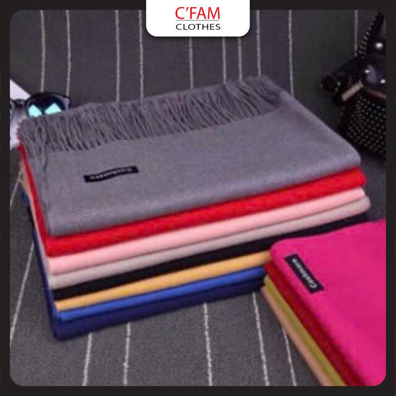 QUÀ TẶNG Khăn Quàng Cổ C'FAM, Khăn Lông Cừu  Nữ Bản to 200 x 70cm, 250g loại cao cấp-QT01