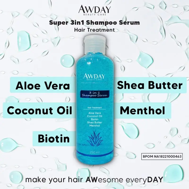 New Awday Shampoo 3 in 1 anti ketombe dan rontok shampo - 250 ml Lepek Wangi 2