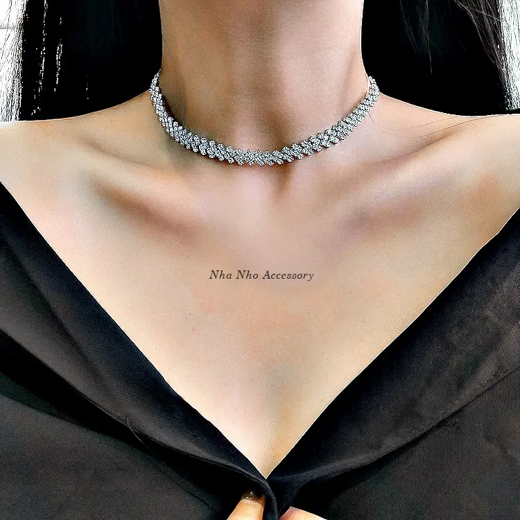 Móc Khoá Fency Vòng Cổ Nữ Choker Đá Họa tiết Hàng Rào 1463