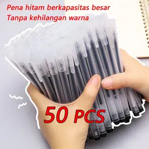 50pcs Pulpen Pena Pulpen 1 Pack Kapasitas Besar Dan Tahan Lama / 0.5mm Pulpen Gel / Pulpen Murah / Pen Bolpoin / Pena Standar / Simple School Stuff Barang Aesthetic