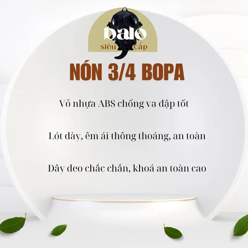 Mũ bảo hiểm 3/4 có kính cao cấp BOPA tem 46 - Màu trắng đen Helmet 4