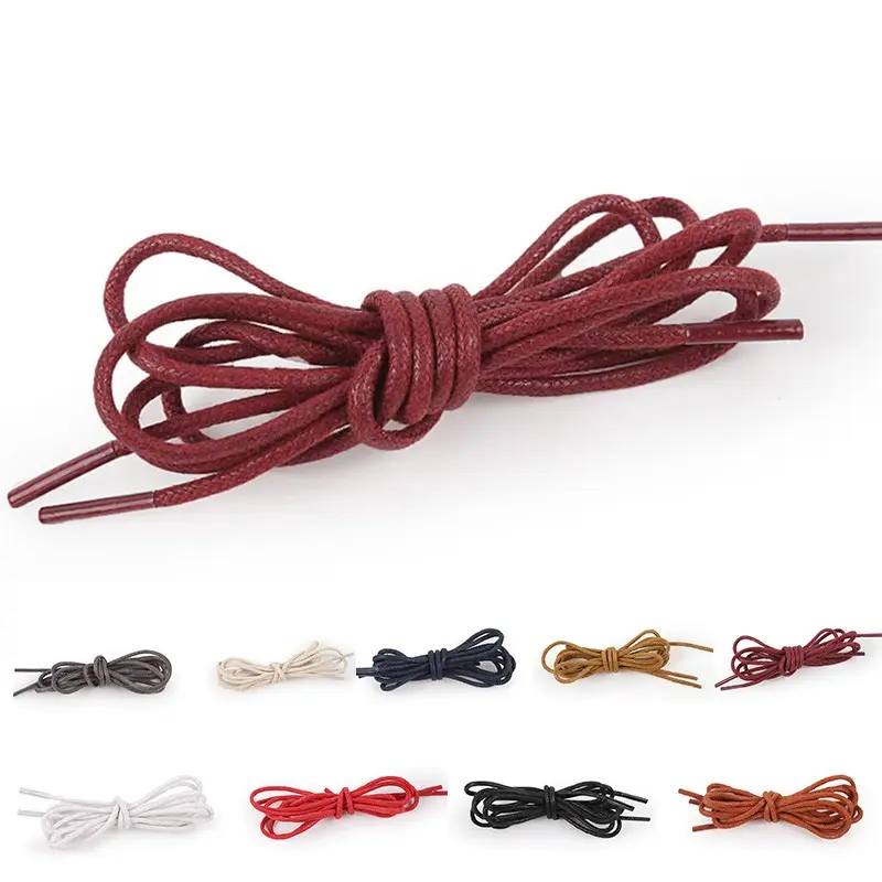 Round Waxed Solid Color Shoelaces Shoes Strings Boot Sport Shoe Laces Cord