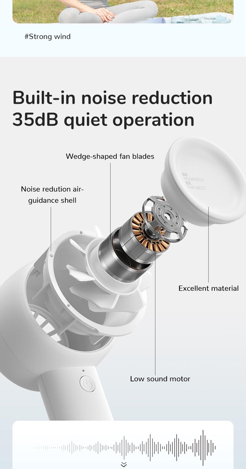 Product Introduction of JISULIFE Mini Fan Portable Leafless Pocket Fan USB Rechargeable 4500mAh Battery Desk Fan Strong Wind Mobile 13