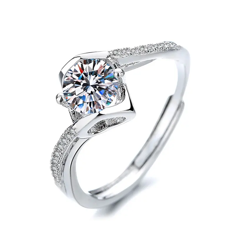 Nhẫn Moissanite, Độc Đáo Nữ, Cao Cấp, Không Phai Màu, Nhẫn Cặp Đôi Đám Cưới, Nhẫn Một Carat Cầu Hôn, Trang Sức Zircon 8
