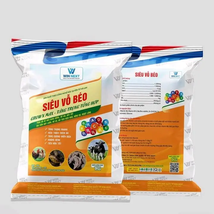 Vỗ Béo GROWN MAX. TĂNG TRỌNG TỔNG HỢP. Gói Dùng Vỗ Béo Cho Gà, Vịt, Lợn, Trâu, Bò, Dê, Cừu..vv
