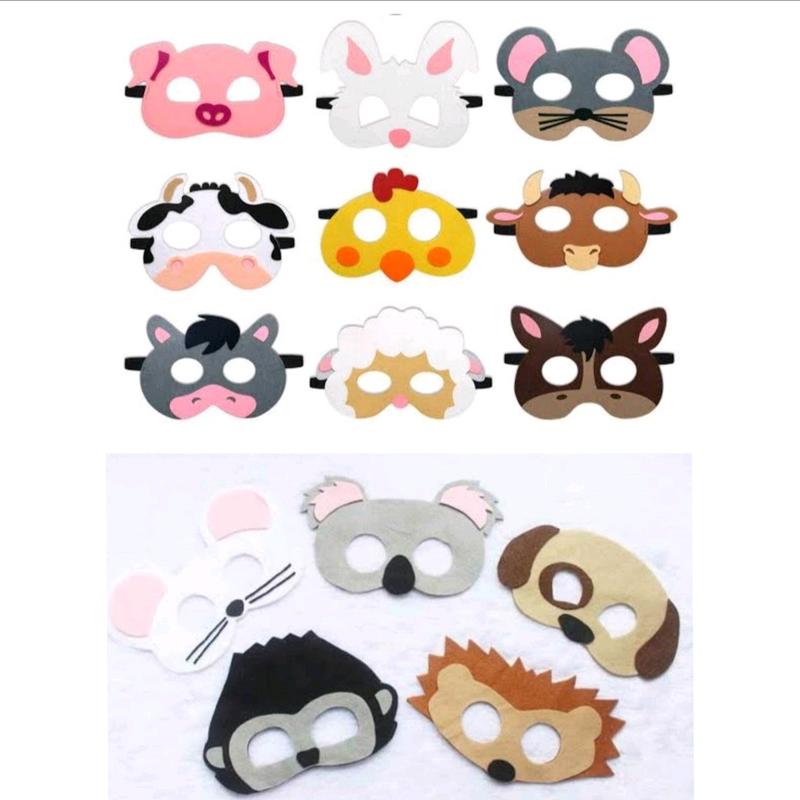 mainan topeng hewan flanel bisa pesan karakter lucu Masker wajah 0
