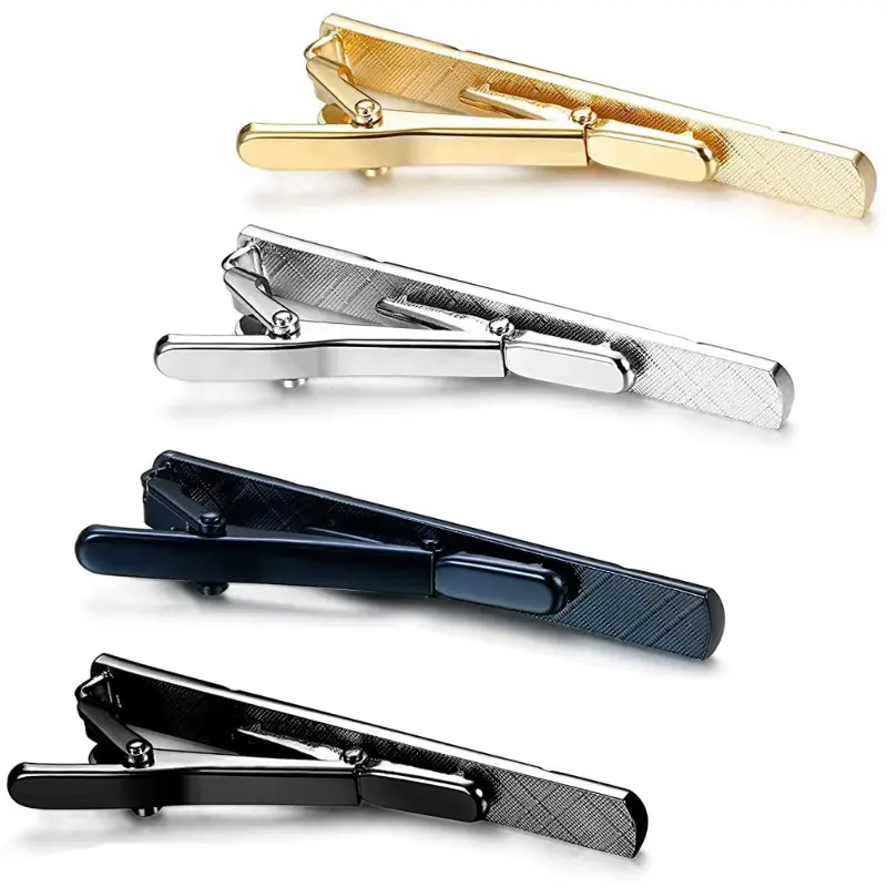 2025 New 1/4Pcs Men's Premium Solid Tie Clips - Stainless Steel Business Formal Necktie Clamps for Wedding Office Meeting Gift Sleek Matte/Polished Finish Classic Design 1