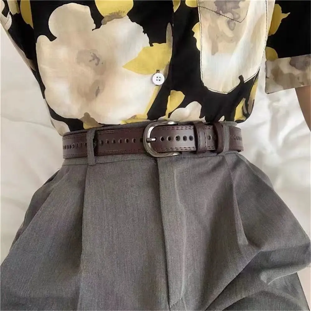 Thắt Lưng Lỗ Da PU, Phong Cách Hàn Quốc, Dành Cho Nam Và Nữ, Dây Đeo Thắt Lưng Khóa dễ Phối Đồ Phụ Kiện Thời Trang, Hàng Mới Về