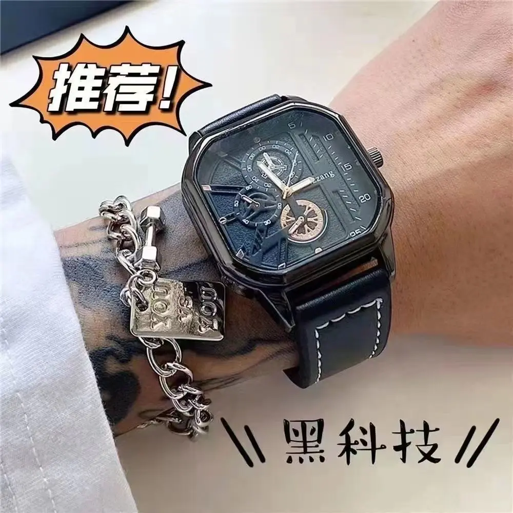 Đồng Hồ Mặt Số Lớn Hình Vuông, Phong Cách Âu Mỹ, Thiết Kế Rỗng Cá Tính Của Nam Giới, Công Nghệ Cao Ngầu, Khái Niệm Sáng Tạo, Độc Đoán, Thích Hợp Cho Lực Lượng Đặc Biệt, Hợp Xu hướng, Dành Cho Nam Giới