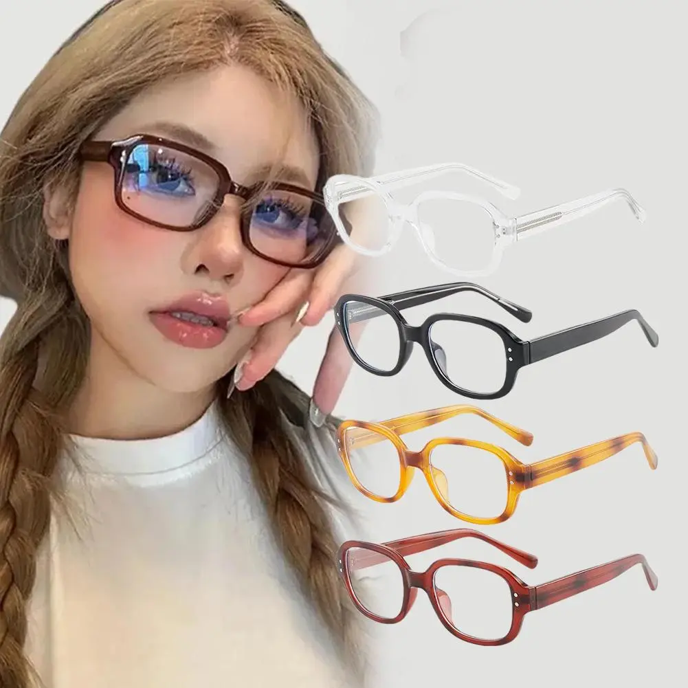 Korea Modern Retro Narrow Oval Rectangle Frame AEyeglasses For Women Men H8E0