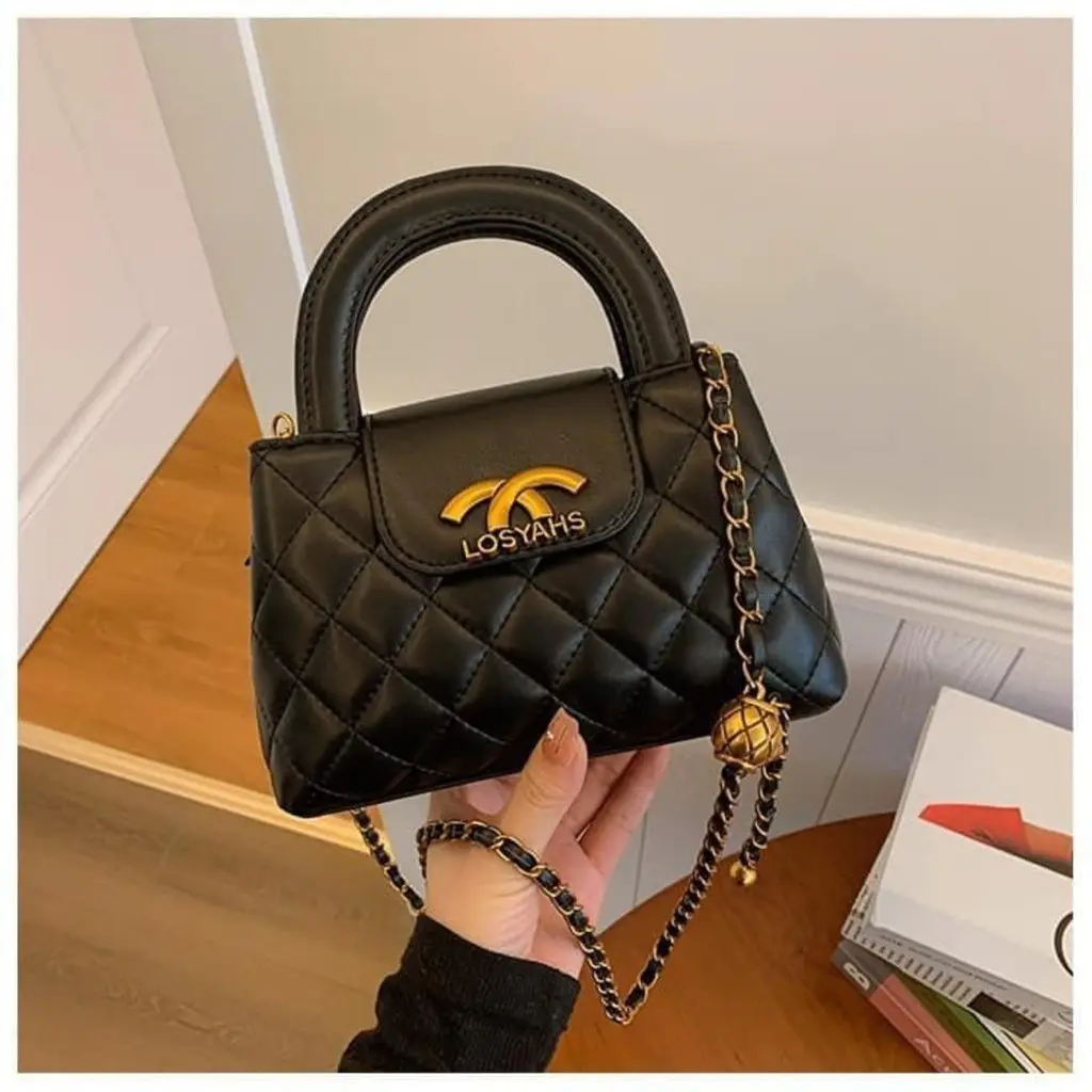 Túi xách nữ, túi đeo chéo trần chỉ da mềm dây da dan xích K334 Bag