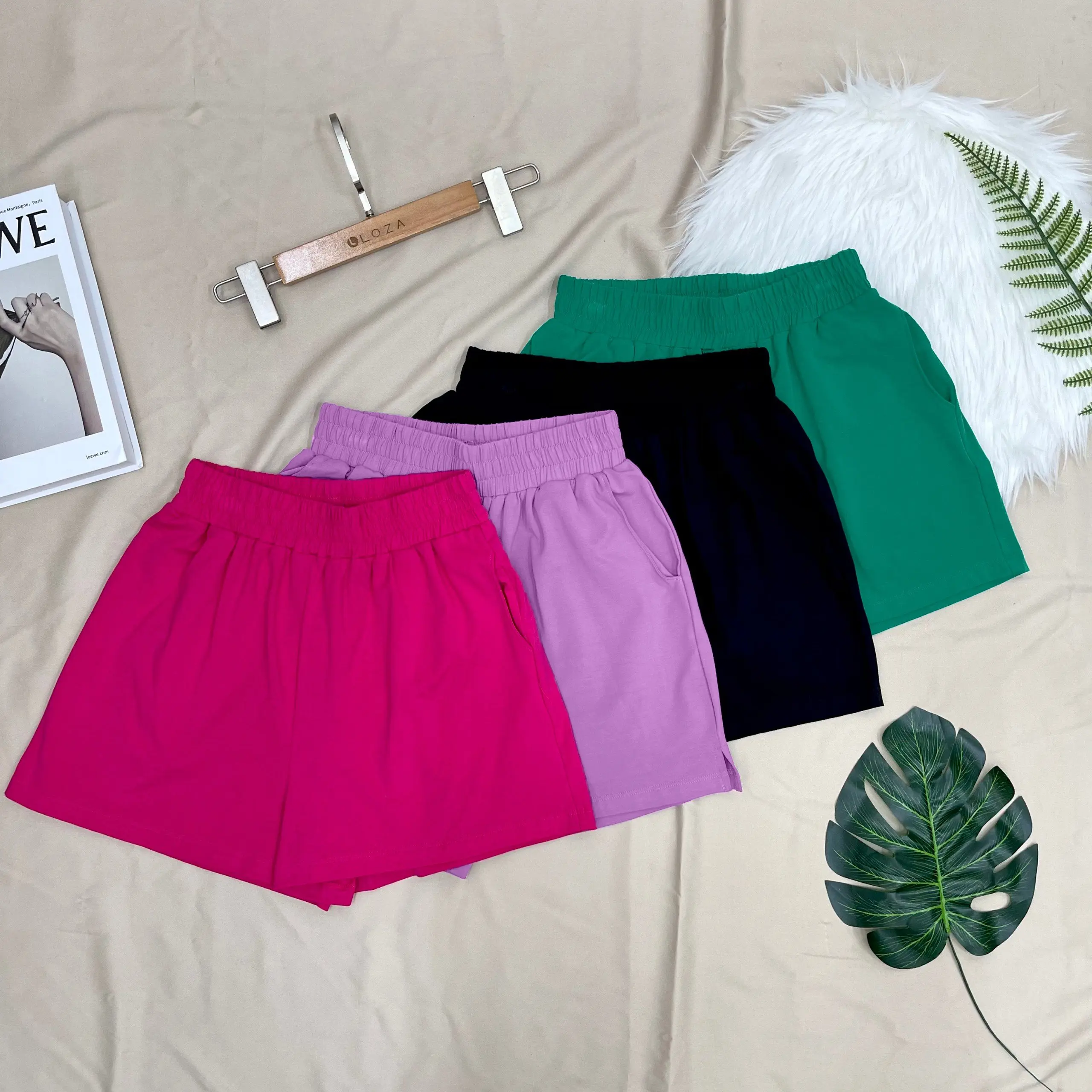 Quần đùi nữ cotton - Quần short nữ dáng ngắn cạp chun (nhiều màu) LOZA QT7002 Women