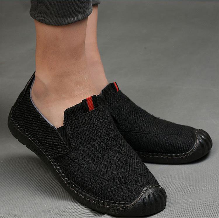 Giày Lười Vải Lanh Thoáng Khí, Đế khâu, Mềm Chống Trơn Trượt G201 Nam Loafer Cao Su Shoes 7