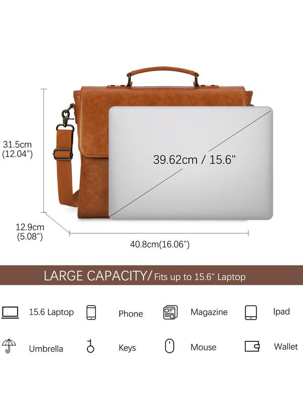 Men's Vintage PU Leather Briefcase, Large Capacity Laptop Bag, Casual Trendy Versatile High-quality Daily Commuting Bag, Shopping Bag 1