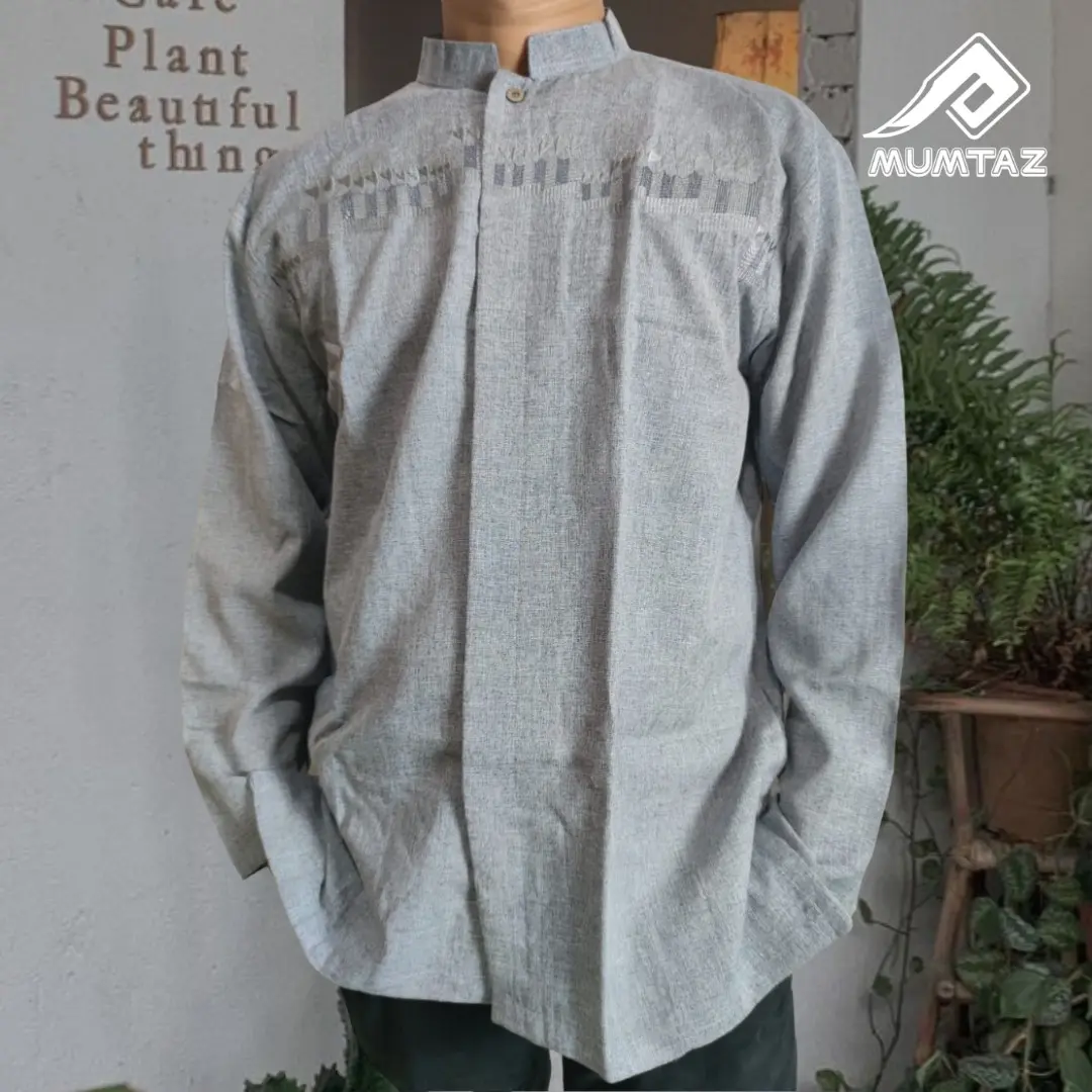 Baju Muslim Koko Pria Dewasa Lengan Panjang Bahan Madinah Premium Bordir Dada