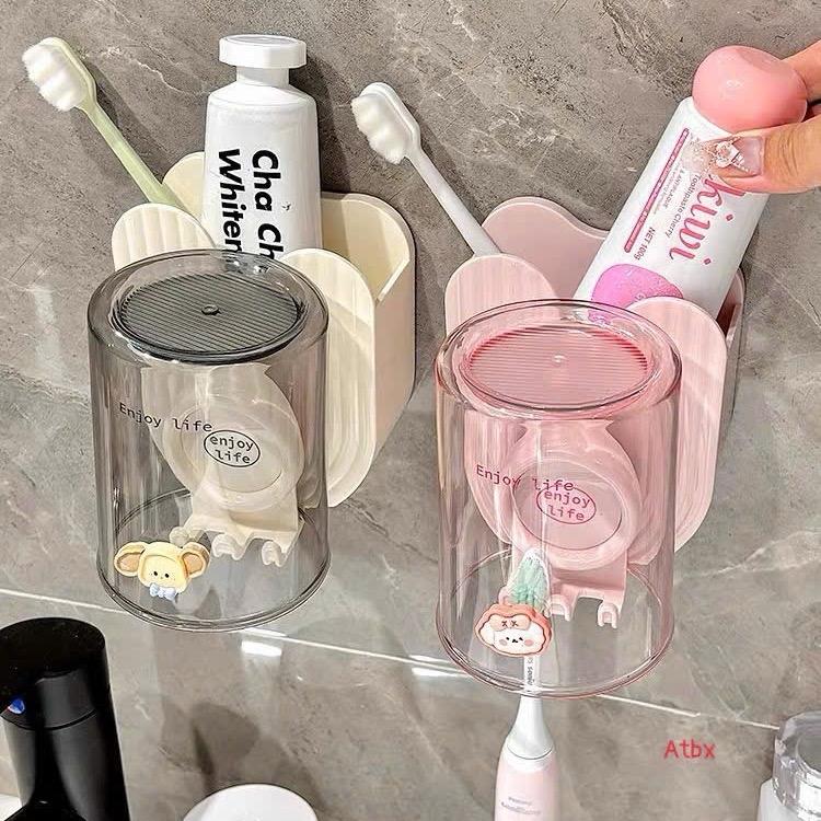 Kệ Để Bàn Chải Kem Đánh Răng Tặng Kèm Cốc Và Sticker Ngẫu Nhiên Kệ Bàn Chải Đa Năng
