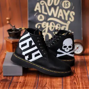 BootSkul - Sepatu Docmart Pria Casual Fomal Tali Hitam Oxford Black Sepatu Pantofel Pria Boots Formal Hitam Kulit Pu Asli Original Sepatu Kasual Pria Kerja Jalan Main Hangout Nonkrong Gaya Trendy Kekinian Terlaris Murah Shoes