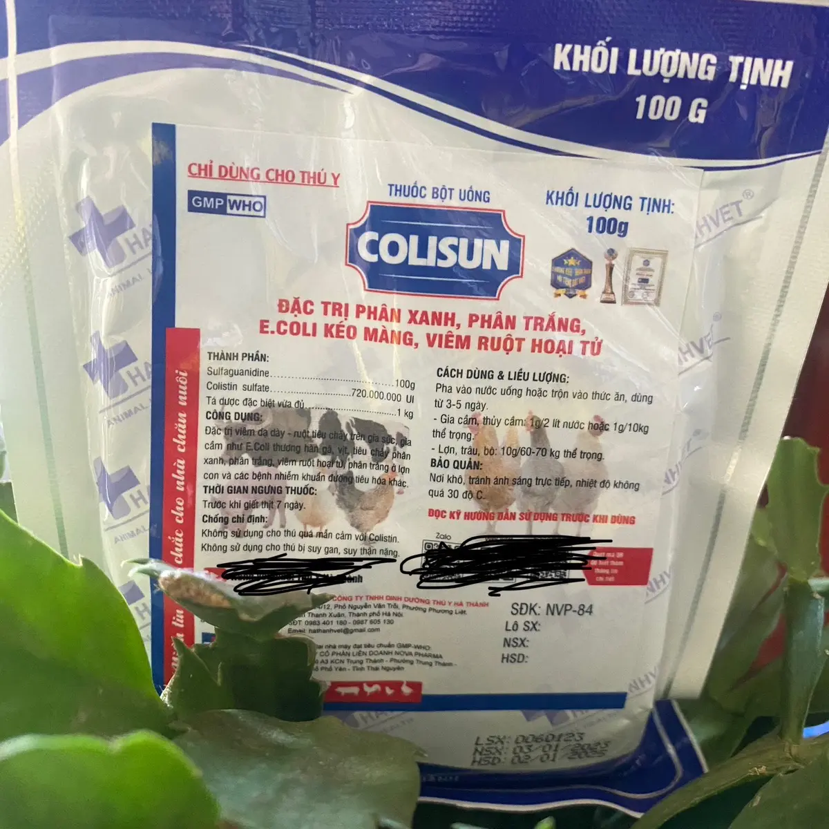 100gram Colisun - phân xanh, phân trắng, ecoli trên gà