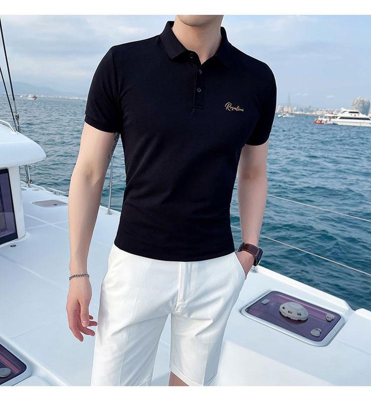 Áo Thun Đen Trắng Trơn Thêu Đơn giãn Sang Trọng Polo 04 Menswear Top Nam Cộc Tay X2 Shirt Có Cổ Black Basic Polo Shirts