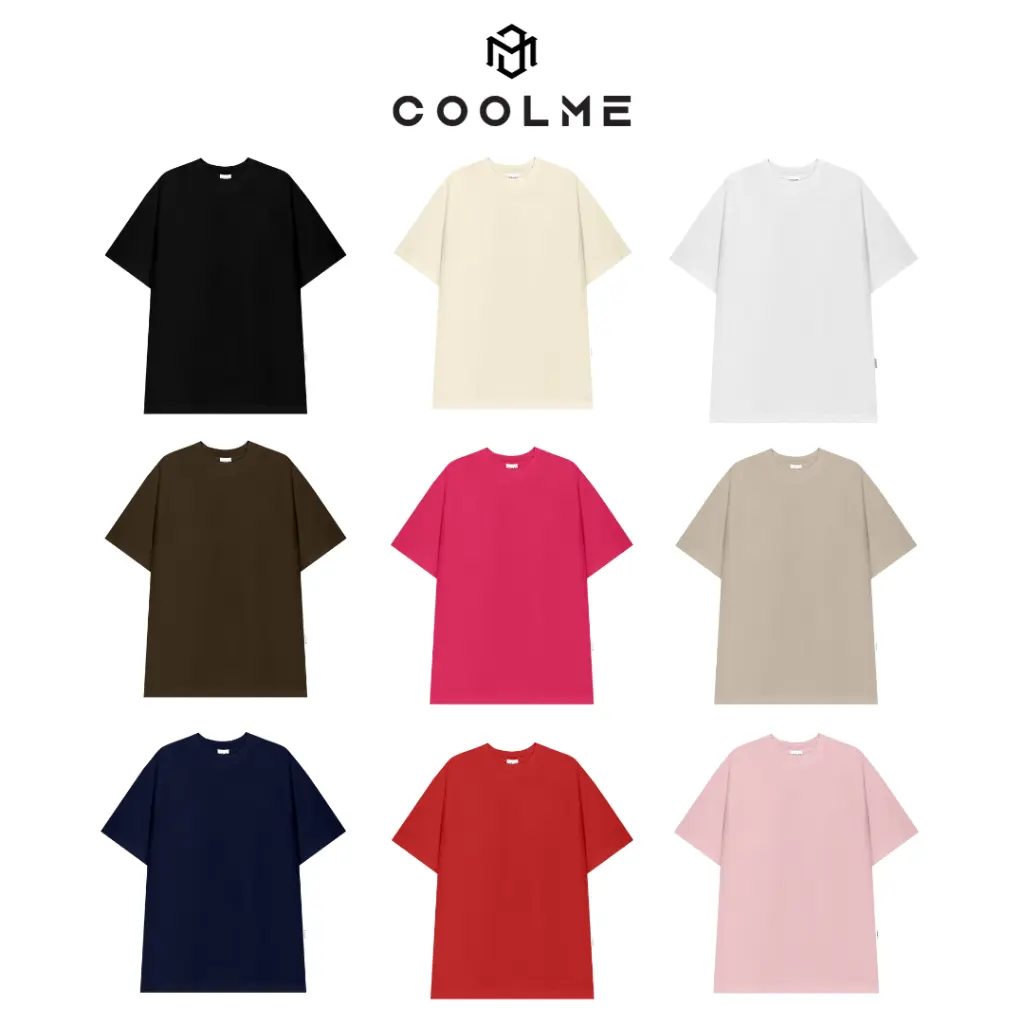 Áo Thun Coolme Trơn Cotton 250Gsm Premium Full Color Unisex Menswear Cổ Tròn