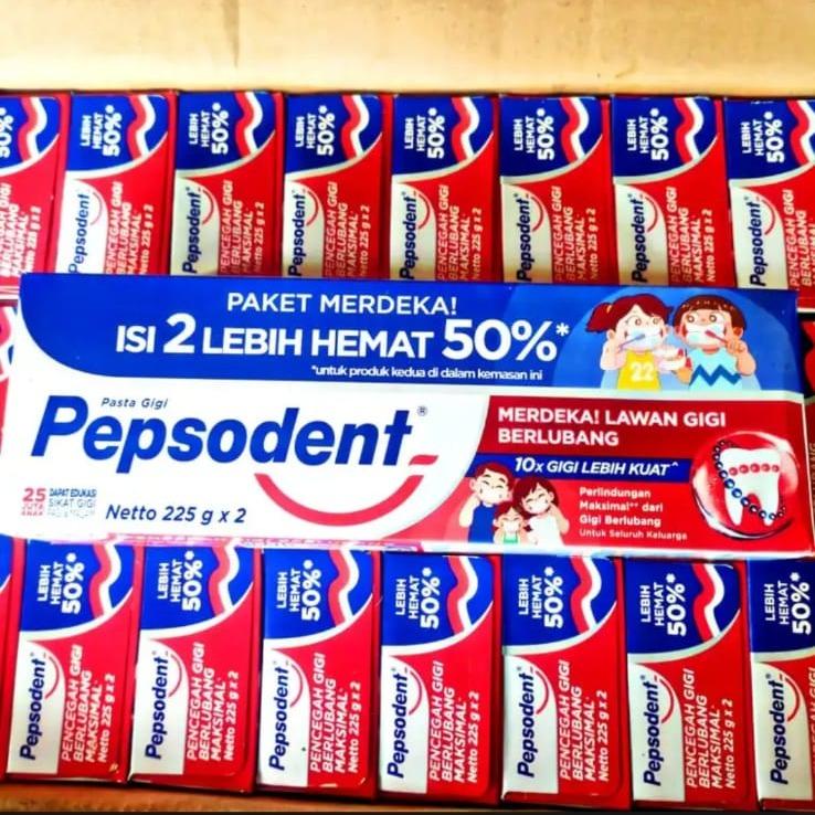 PROMO 4 x 225 g | Pepsodent twinpack isi 2 per pack pasta gigi murah
