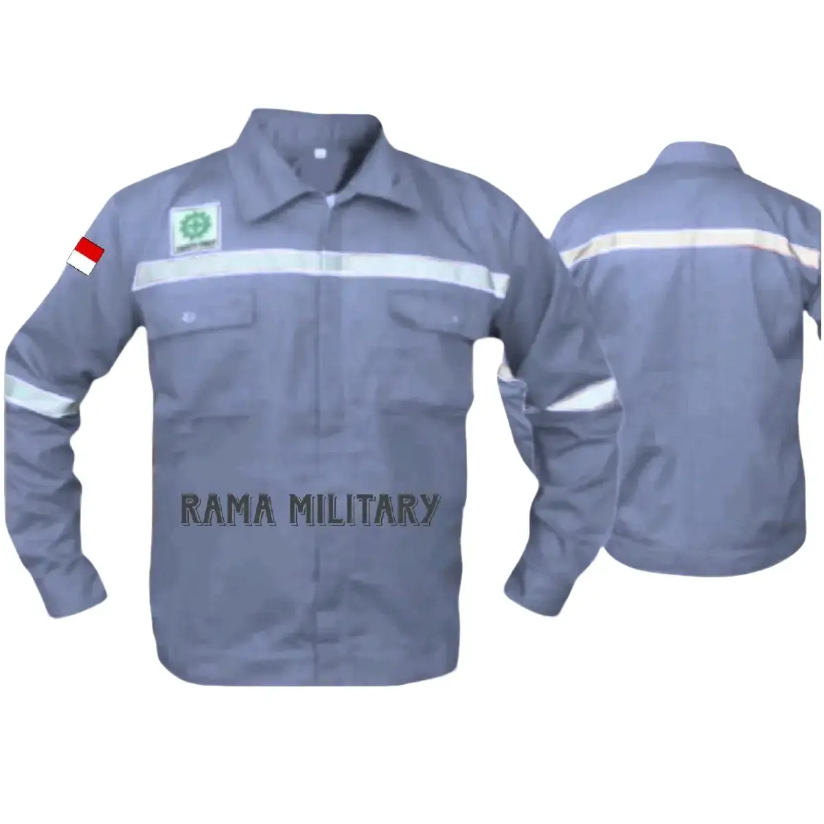 PROMO KAMEJA KERJA ATASAN SAFETY K3 PROYEK LENGAN PANJANG Katun Wearpack Baju Pria Polos abu Hitam