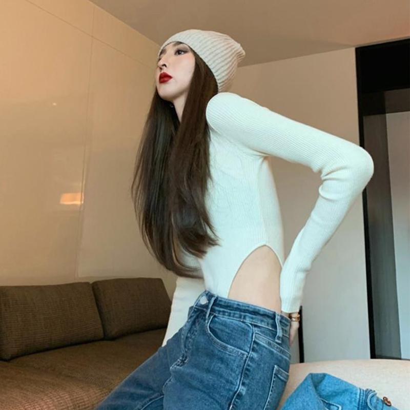 Product Introduction of Yoohui ZZ104 Longsleeve Bodysuit Crop Top Lengan Panjang Wanita Baju Crop Wanita Korean Style Atasan Wanita Basic Leher Wanita Flute Sleeve Polos Kaos Baju Atasan Wanita Long Sleeve Atasan Rajutan Slim Fit Top 22
