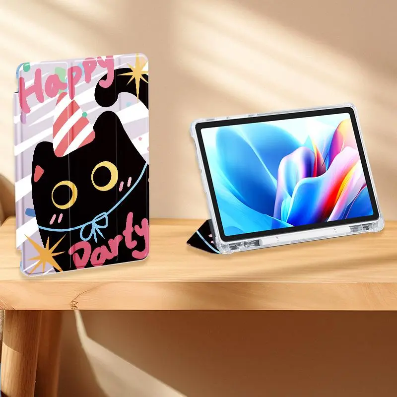 Cute Cat Pattern Tablet Case, Auto Sleep/Wake-Up Tablet Protective Cover with Pen Slot, Tablet Accessories Compatible with iPad 3