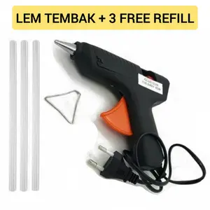 Alat Lem Tembak 20 Watt - Lem Tembak Stick Lilin Free 3 Refill Lem Lilin