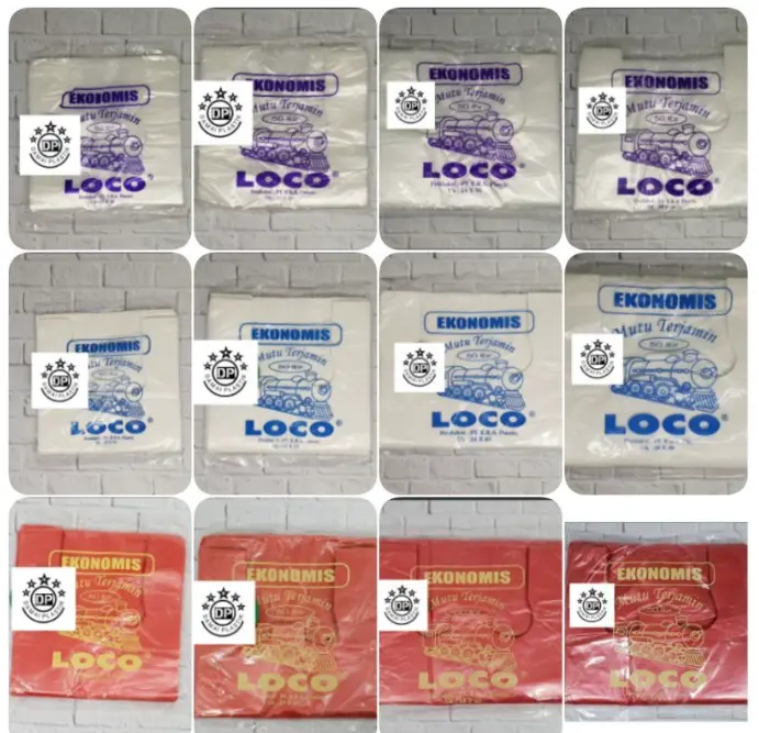 Kantong Plastik Loco Merah Bening Putih Ekonomis 15 17 24 28