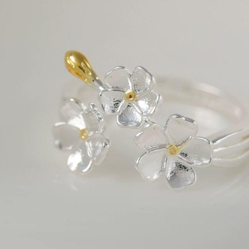 Product Introduction of Cincin Boleh Laras, Reka Bentuk Pembukaan Bunga Halus, Untuk Wanita, Warna Minimalis, Cincin Jari, Sesuai untuk Pertunangan, Hadiah Wanita Halus 16