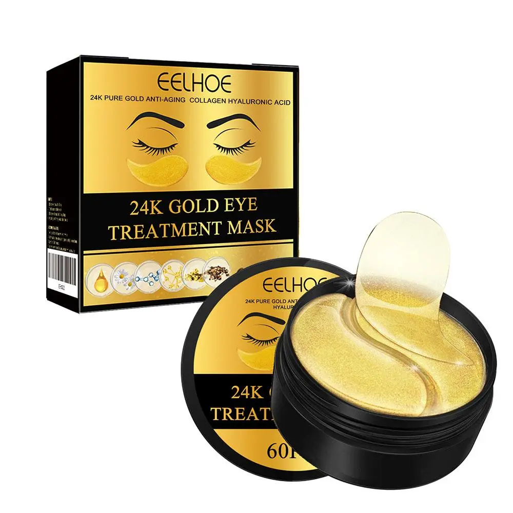 24K Gold Moisturizing Eye Mask, 60pcs/set Tightening and Lifting Eyecare Patch, Brightening & Firming Eye Sticker, Beauty & Personal Eye Care Product, Valentine's Day Gift