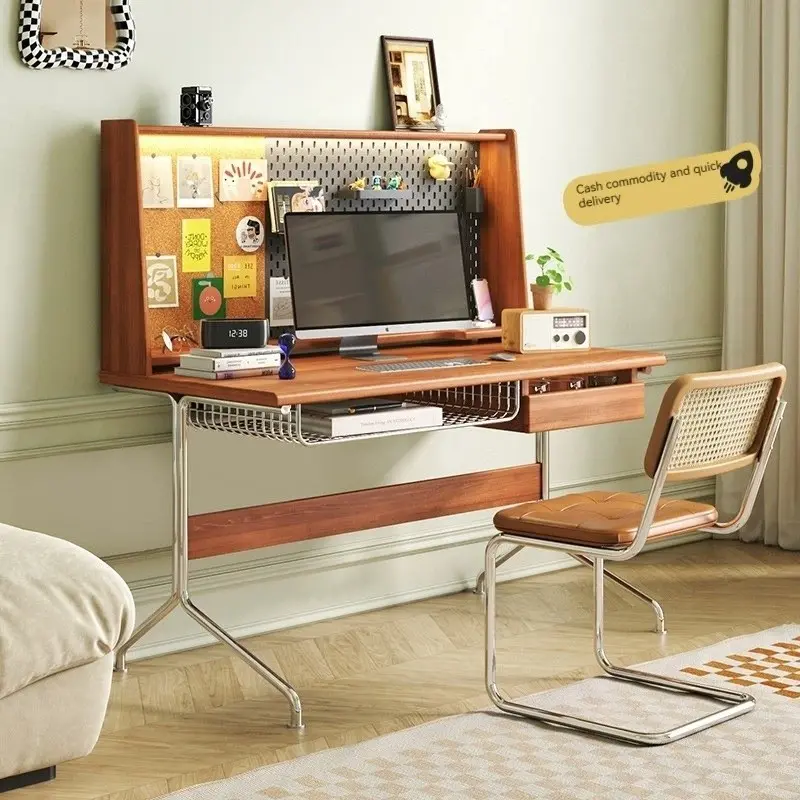 【Pre-order】Nordic solid wood desk, computer desk integrated Japanese style with bookshelf bookcase, home study table