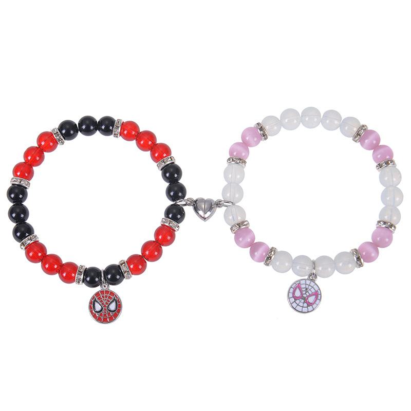 Product Introduction of spiderman bracelet, gwen and miles couple bracelet, love heart magnetic 0