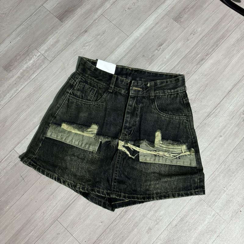 Quần váy Jean nữ hàng QC màu xanh đậm bụi cá tính M5033 Denim