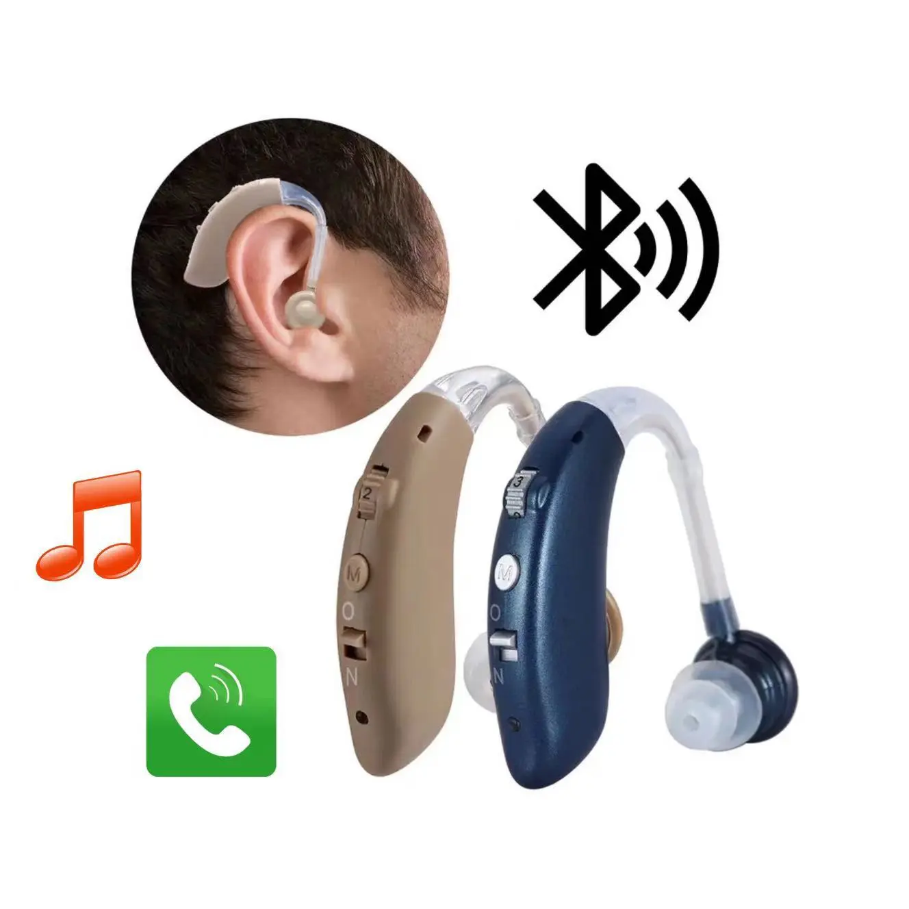 Kilang Bekalan Merentas Sempadan Jualan Langsung Alat Bantu Pendengaran Bluetooth Pembesar Suara Suara Pekak Versi Inggeris Pekak Warga Emas dalam Stok