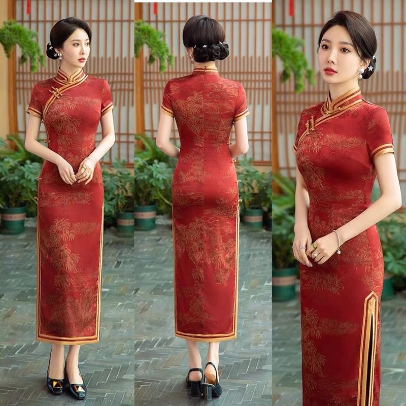 Sườn xám thượng hải dáng dài size từ 47-65kg Nữ 0