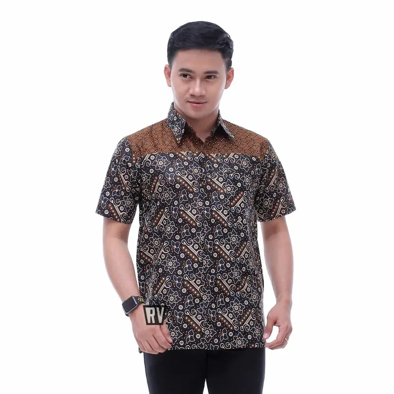 Termurah Hem batik katun nyaman pria lengan pendek - baju batik seragam kantor bahan halus murah motif mewah Pekalongan _HPE .06A 8