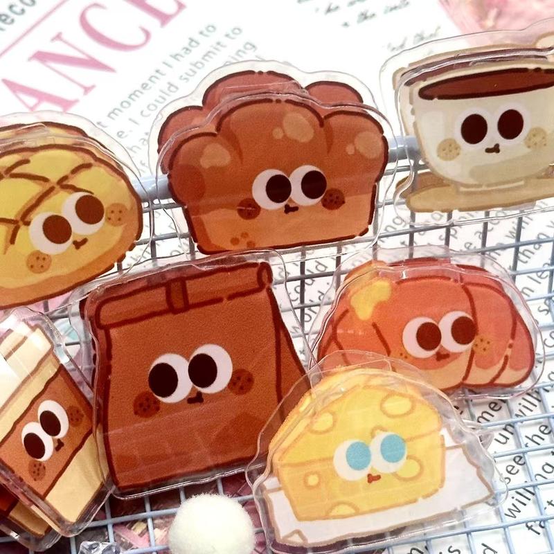 Kẹp PP Bánh Mì Dòng Hoạt Hình Chất Liệu Acrylic Thiết Kế Sáng Tạo Kẹp Ảnh Vui Nhộn Kẹp Ghi Nhớ Thích Hợp Cho Sổ Tay Văn Phòng Phẩm Và Tài Liệu Đựng Hồ Sơ