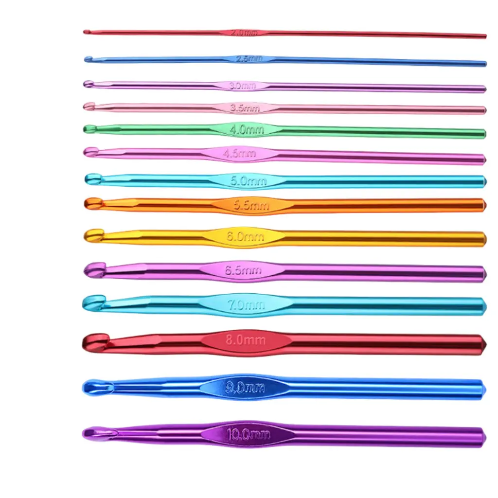 14pcs/Set Jarum Rajut Aluminum Crochet Jarum Jahit Crochet Hook Alat ...