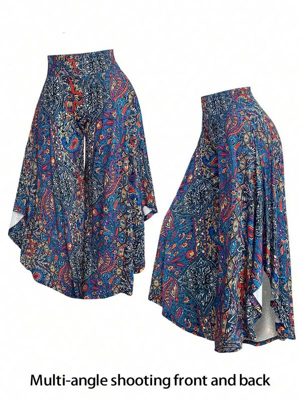 【Plus Size】 Floral Print Pants, Boho Casual Comfy Trousers for Daily Wear, Women's Bottoms for All Seasons, Clothing 4